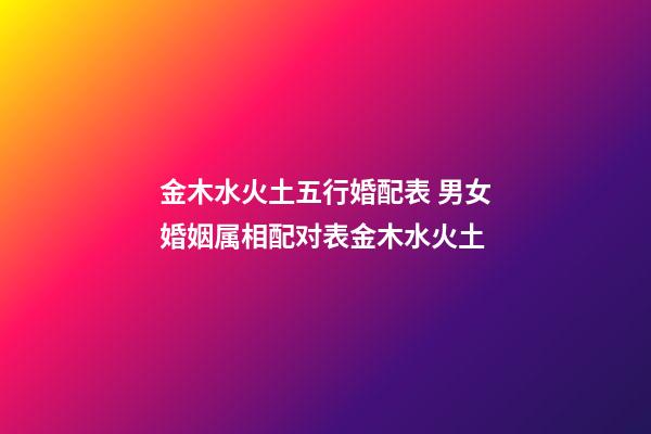 金木水火土五行婚配表 男女婚姻属相配对表金木水火土-第1张-观点-玄机派